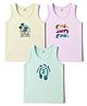 CUCUMBER Sinker Knit Sleeveless Vest With Surf & Vehicle Text Print Pack of 3 - Light Blue Pink & Light Yellow