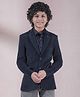 CRIMSOUNE CLUB Knit Full Sleeves Solid Blazer - Navy Blue