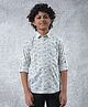 CRIMSOUNE CLUB Cotton Woven Full Sleeves Leaves Printed Shirt - White