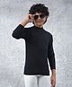 CRIMSOUNE CLUB Viscose Woven Full Sleeves Solid Sweater - Black