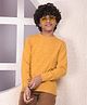 CRIMSOUNE CLUB Viscose Woven Full Sleeves Alphabets Designed Sweater - Mustard