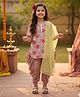 Saka Designs By Sapna Cotton Woven Half Sleeves Floral Printed & Gota Lace Embellished Kurti Dhoti With Dupatta Set - Peach