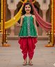 Saka Designs By Sapna Satin Woven Sleeveless Bandhani Printed Lace Embellished Kurti Dhoti Set - Green & Pink