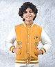 CRIMSOUNE CLUB Knit Full Sleeves Force Text Printed Light Winter Bomber Jacket - Mustard