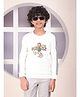 CRIMSOUNE CLUB Woven Full Sleeves Robot Printed Light Winter Sweatshirt - Off White