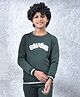 CRIMSOUNE CLUB Cotton Woven Full Sleeves Chill Vibes Graffiti Style Text Printed Light Winter Sweatshirt - Green