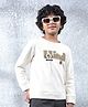 CRIMSOUNE CLUB Woven Full Sleeves Typography Printed Smiley Face Applique Detailed Light Winter Sweatshirt - Cream