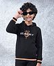 CRIMSOUNE CLUB Cotton Woven Full Sleeves Brand Name Printed Light Winter Sweatshirt - Black