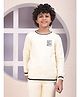 CRIMSOUNE CLUB Cotton Woven Full Sleeves Brand Name Printed Light Winter Sweatshirt - Cream