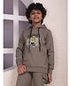 CRIMSOUNE CLUB Woven Full Sleeves Fantastic Text Printed Light Winter Hooded Sweatshirt - Olive Green