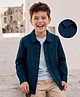Kookie Kids Cotton Woven Full Sleeves Solid Color Shacket with Pocket - Navy Blue