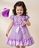 Mark & Mia Woven Half Sleeves Party Dress with Bow & Floral Applique - Lavender