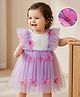 Mark & Mia Woven Frill Sleeves Frock Style Party Onesie With Butterfly Applique - Lavender