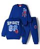 Bonfino Marvel Terry Knit Full Sleeves Oversized Sweatshirt & Lounge Pant Set with Spider Man Front & Back Graphic - Blue