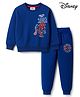 Bonfino Marvel Terry Knit Full Sleeves Oversized Sweatshirt & Lounge Pant Set with Spider Man Front & Back Graphic - Blue