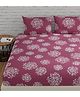 Huesland by Ahmedabad Cotton 144 TC Geometric Cotton Bedsheets for Queen Size Bed with 2 Pillow Covers - Mauve