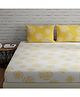 Huesland by Ahmedabad Cotton 144 TC Geometric Cotton Bedsheets for King Size Bed with 2 Pillow Covers | 108x108 inches | White & Yellow
