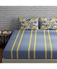 Huesland by Ahmedabad Cotton 144 TC Stripes Bedsheet for King Size Bed with 2 Pillow Covers | 108 by 108 inch | Grey & Yellow