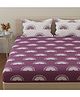 Huesland by Ahmedabad Cotton 144 TC Cotton Bedsheets for Double Bed with 2 Pillow Covers | Sunrise | Grape Purple & White