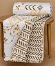 HUESLAND 100% Cotton Dohar Double Bed Size Reversible | 41 x 55 inches, Floral Fusion - Petal - White, Moss Green & Mustard