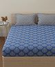 Huesland by Ahmedabad Cotton 144 TC Double Bedsheet Cotton with 2 Pillow Covers | Blue & White