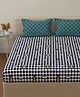 Huesland by Ahmedabad Cotton 144 TC Cotton Bedsheet for Double Bed King Size with 2 Pillow Covers | Black, White & Jungle Green