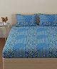 Huesland by Ahmedabad Cotton 144 TC Double Bedsheet Cotton with 2 Pillow Covers | Blue, Yellow & White
