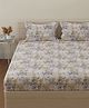 Huesland by Ahmedabad Cotton 144 TC Double Bedsheet Cotton with 2 Pillow Covers | Beige, White & Grey