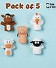 House of Quirk  5 Piece Farm Animal Finger Puppets Sheep Horse Cock Pig & Cow Educational Kids Toy & Party Role Play Gift - Multicolour