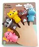 House of Quirk  5 Piece Forest Animal Finger Puppets Elephant Raccoon Fox Bear & Hippo Educational Kids Toy & Party Role Play Gift - Multi