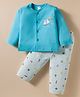 Tango Interlock Knit Full Sleeves Night Suit With Boat Print - Light Blue