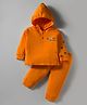 Tango Interlock Knit Full Sleeves Hooded T-Shirt & Lounge Pant Set with Tiger Print - Orange