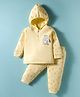 Tango Interlock Knit Full Sleeves Hooded T-Shirt & Lounge Pant Set with Text Print - Yellow