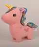 DukieKooky 35 cm Butterfly Design Sparkly Mane Pink Unicorn Plush Toy, Soft Stuffed Animal