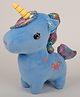 DukieKooky 35 cm Butterfly Design Sparkly Mane Blue Unicorn Plush Toy, Soft Stuffed Animal