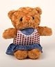 Dukiekooky Super Cute & Adorable Brown Teddy Bear with Denim Skirt and Checkered Top Plush Soft Toy, Height - Height 35 cm