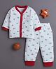 BUMZEE Cotton Knit Full Sleeves Co-ords Night Suit With Vehicle Print - White