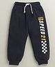 BUMZEE Cotton Knit Full Length Lounge Pant With Text Print - Navy Blue