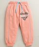 BUMZEE Cotton Knit Full Length Lounge Pant With Text Print - Peach