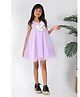Foreverkidz Net Woven Sleeveless Polka Dots Printed & Bow Applique Detailed Dress - Lavender