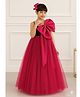 Foreverkidz Net Woven Sleeveless Bow Applique Detailed Gown - Pink
