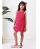 Foreverkidz Satin Woven Sleeveless Threadwork Detailed Layered Tunic Dress - Pink