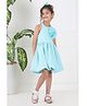 Foreverkidz Premium Scuba Woven Sleeveless Floral Applique Detailed Halter Neck Dress - Sea Green