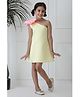 Foreverkidz Premium Satin Woven One Shoulder Bow Applique Detailed Tunic Dress - Yellow