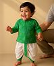 Somersault Cotton Woven Full Sleeves Birds Printed Dhoti Kurta Set - Green