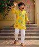 Somersault Cotton Woven Three Fourth Sleeves Floral Printed Kurta Pyjama Set - Yellow