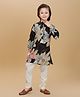 Ministitch Cotton Rayon Woven Full Sleeves Floral Printed Kurta Pant Set - Black