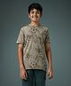 Technosport Knit Half Sleeves Footballs Printed Quick Dry & Breathable Tee - Khaki
