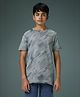 Technosport Knit Half Sleeves Abstract Printed Quick Dry & Breathable Tee - Grey