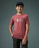 Technosport Knit Half Sleeves Kick Hard Text Printed Quick Dry & Breathable Tee - Rust Orange